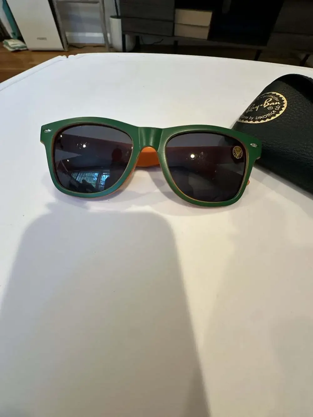 Jägermeister Promotional Green and Orange Wayfarer Sunglasses And Ray Ban Case